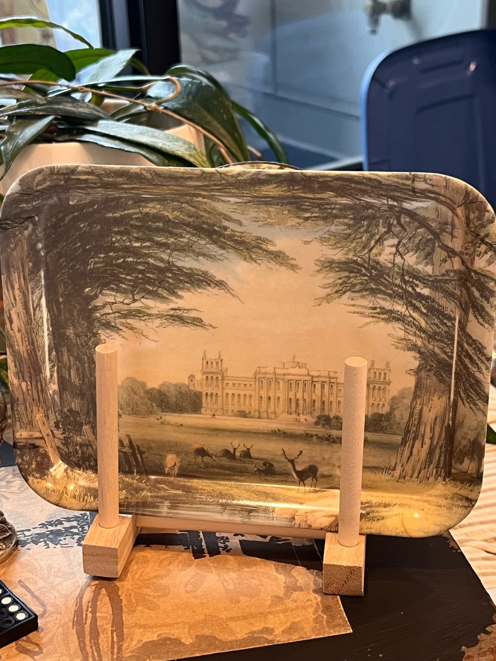 Vintage Landscape Serving Tray in Sepia Tones